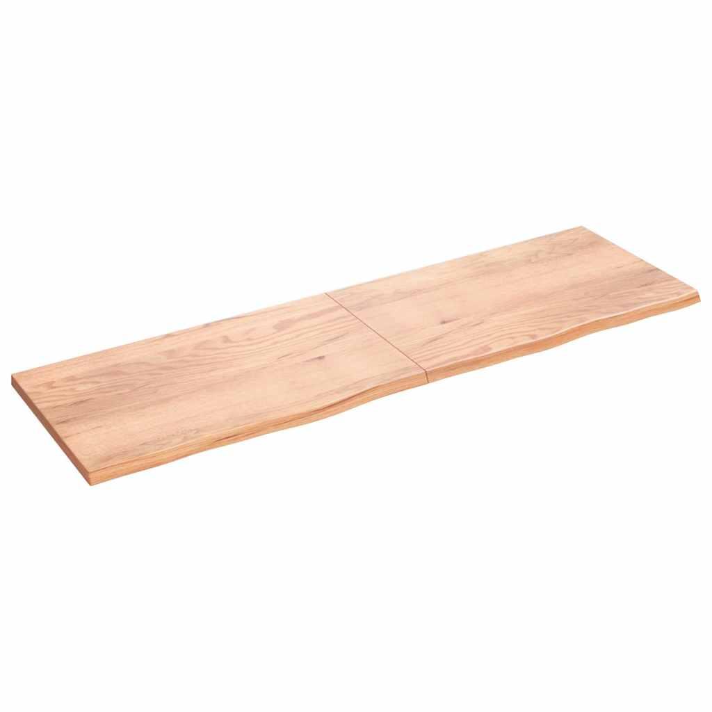 Bordplade 200x60x(2-4) cm behandlet massivt egetræ lysebrun billede