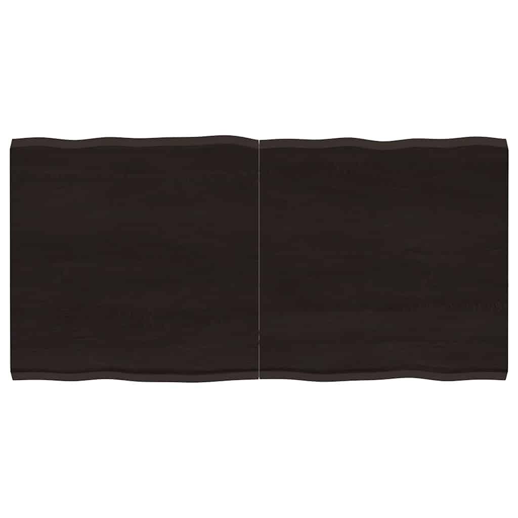 Bordplade 120x60x(2-4) cm naturlig kant behandlet træ mørkebrun billede