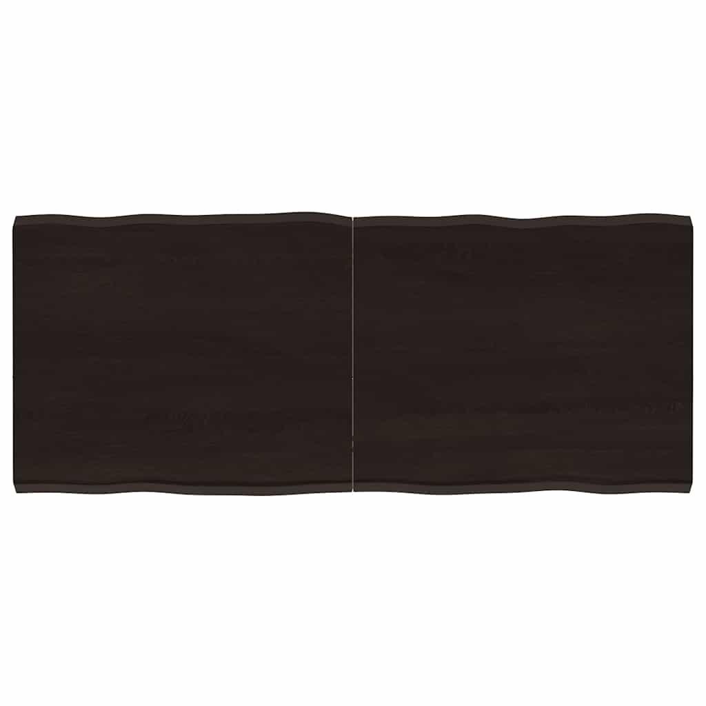 Bordplade 120x50x(2-4) cm naturlig kant behandlet træ mørkebrun billede