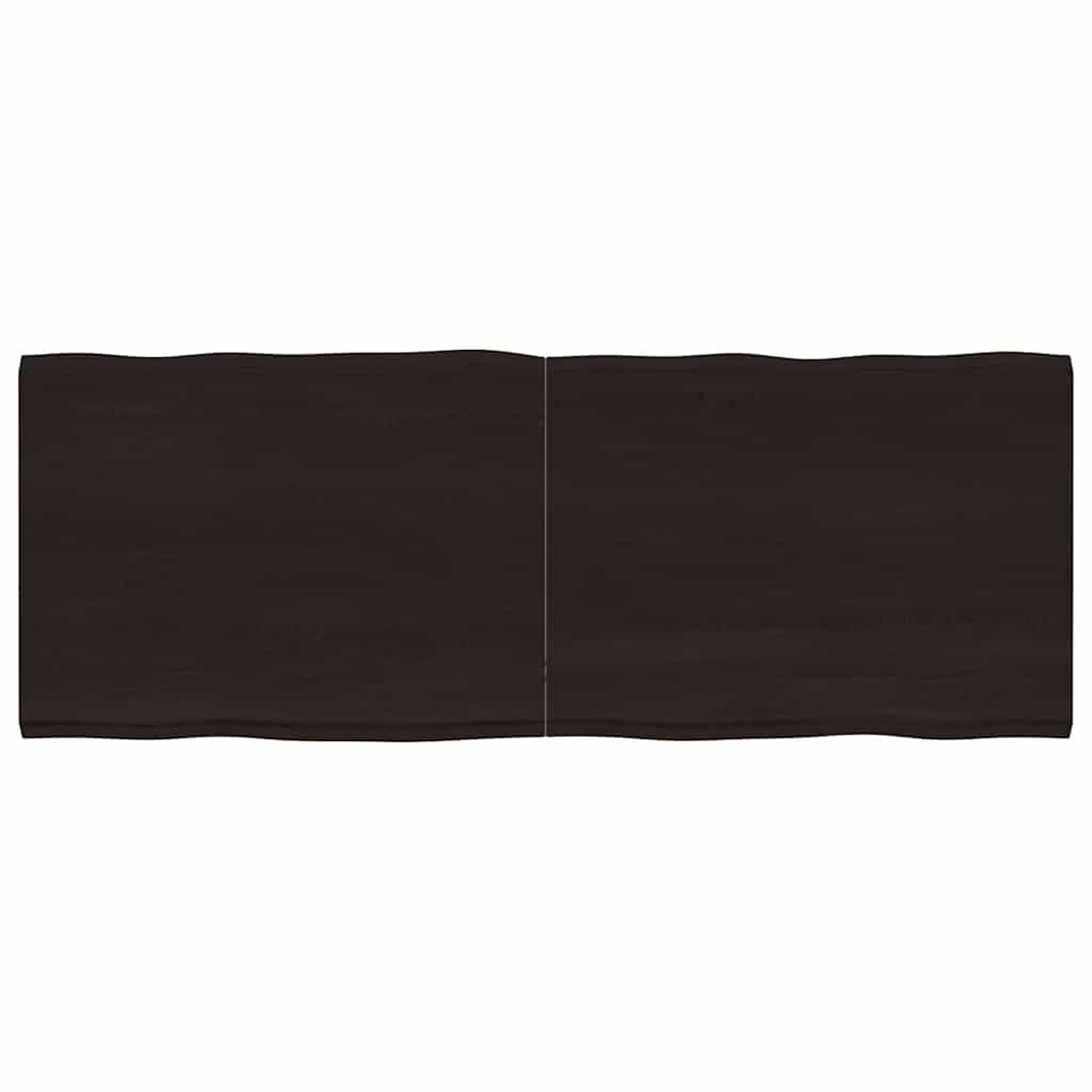 Bordplade 160x60x(2-4) cm naturlig kant behandlet træ mørkebrun billede