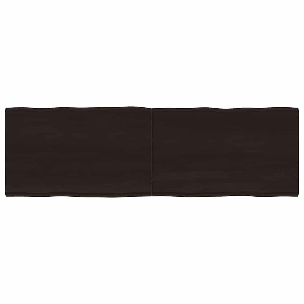 Bordplade 160x50x(2-4) cm naturlig kant behandlet træ mørkebrun billede