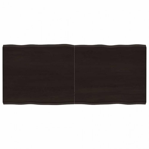 Bordplade 140x60x(2-4) cm naturlig kant behandlet træ mørkebrun