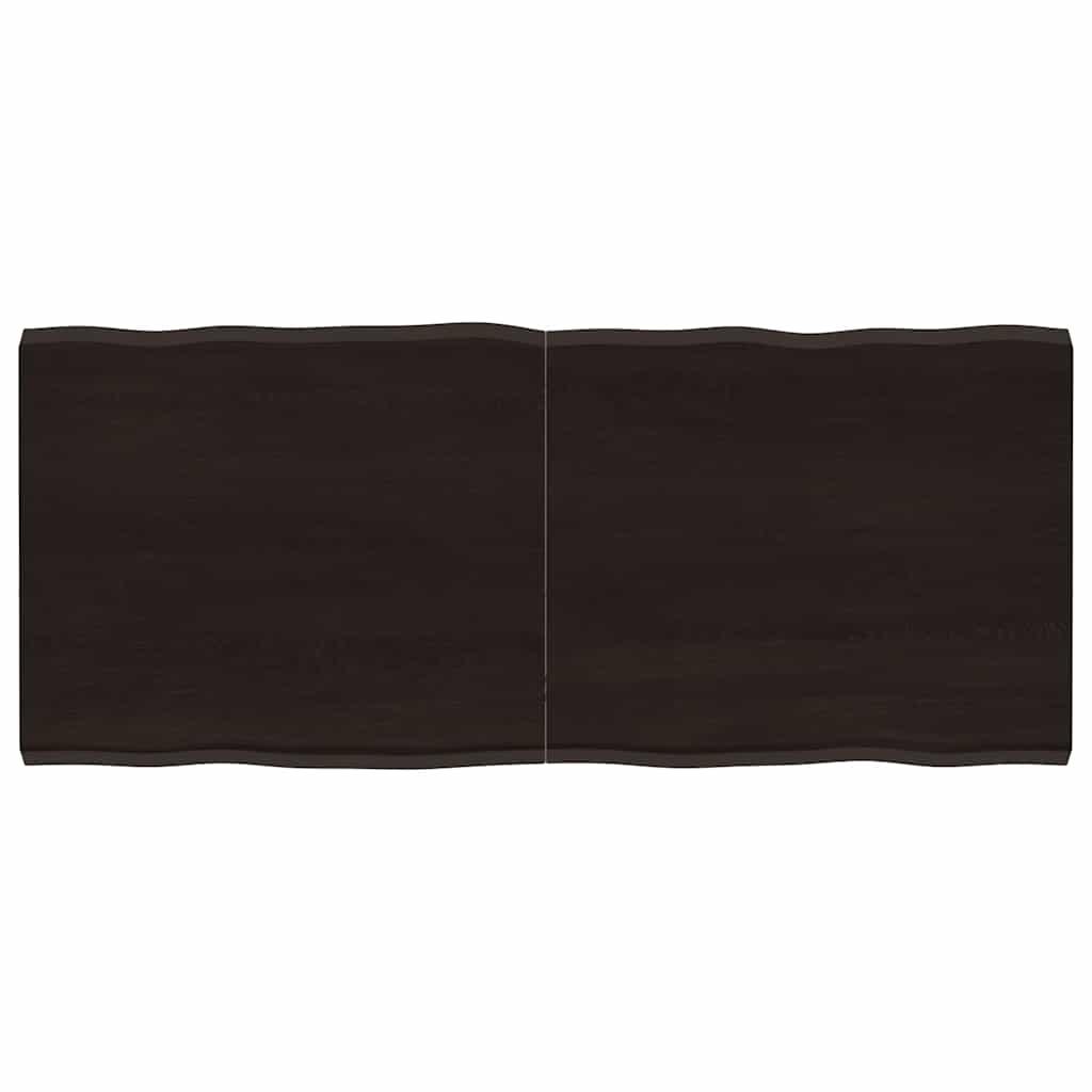 Bordplade 140x60x(2-4) cm naturlig kant behandlet træ mørkebrun