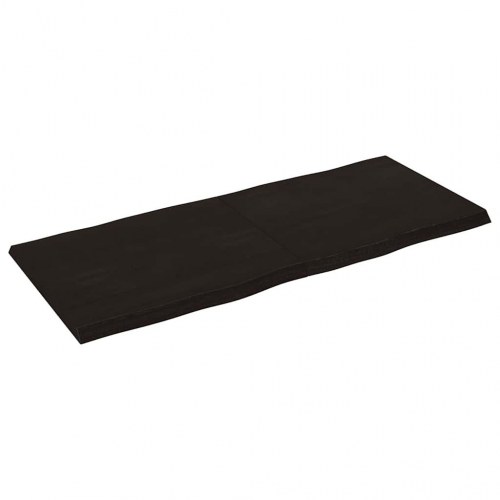 Bordplade 140x60x(2-4) cm naturlig kant behandlet træ mørkebrun