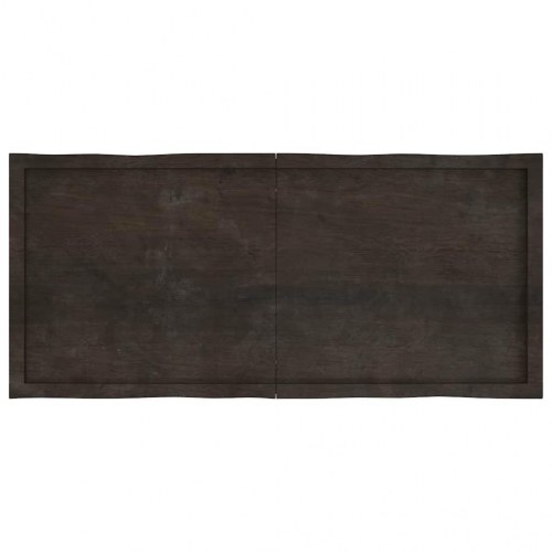 Bordplade 140x60x(2-4) cm naturlig kant behandlet træ mørkebrun