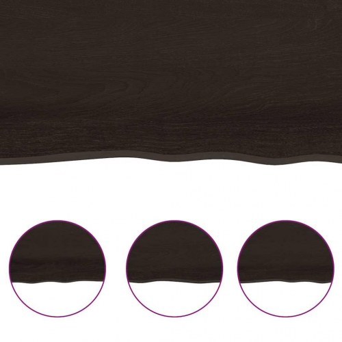 Bordplade 140x60x(2-4) cm naturlig kant behandlet træ mørkebrun