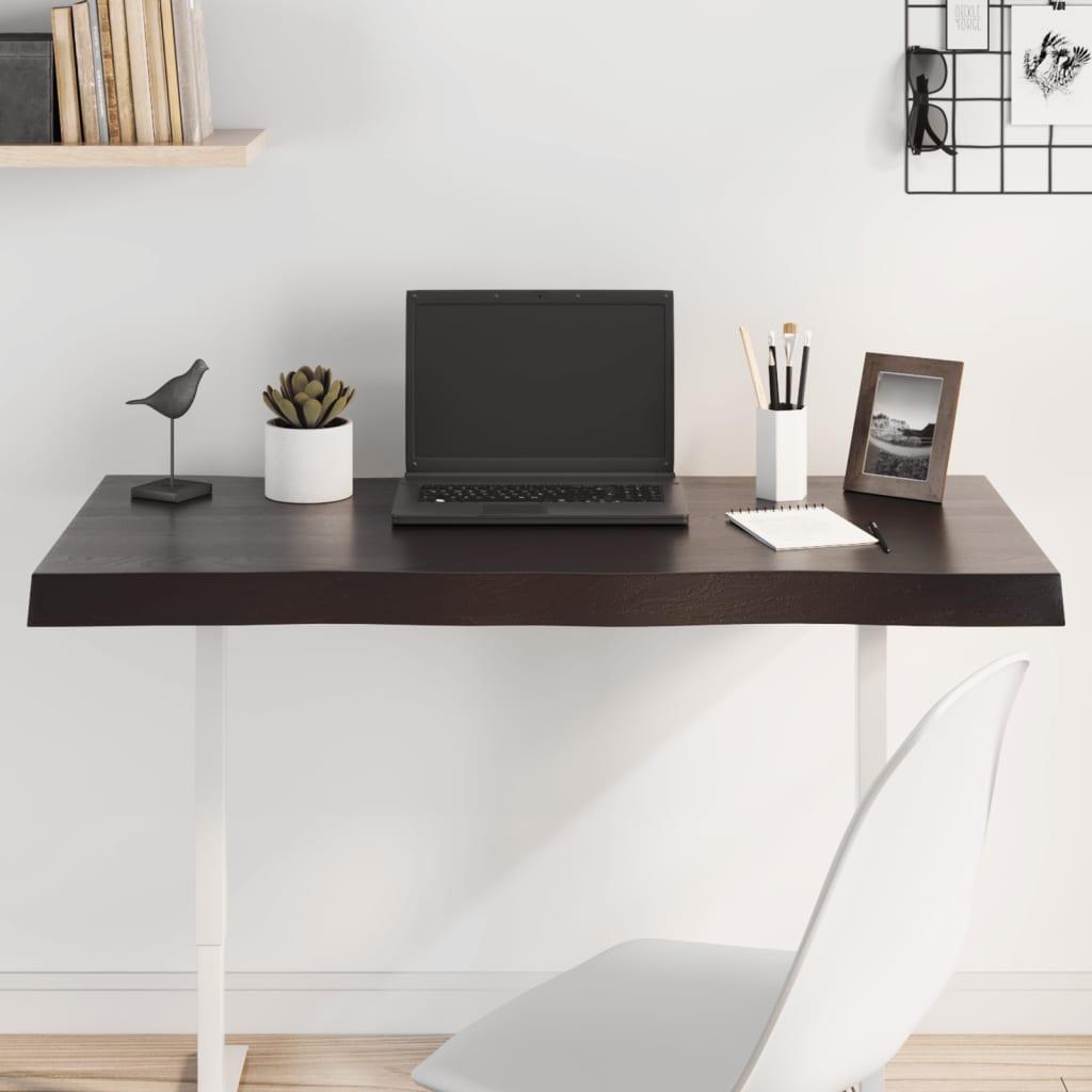 Bordplade 100x50x(2-6) cm naturlig kant behandlet træ mørkebrun billede