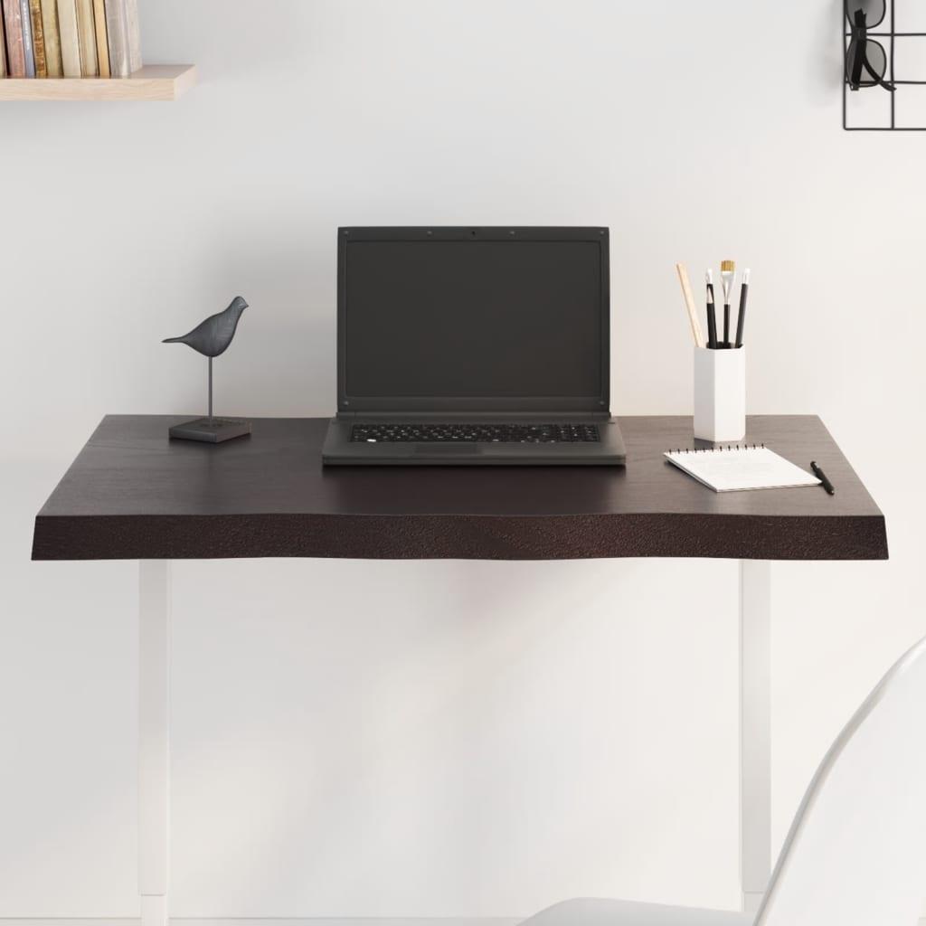 Bordplade 80x60x(2-4) cm naturlig kant behandlet træ mørkebrun billede