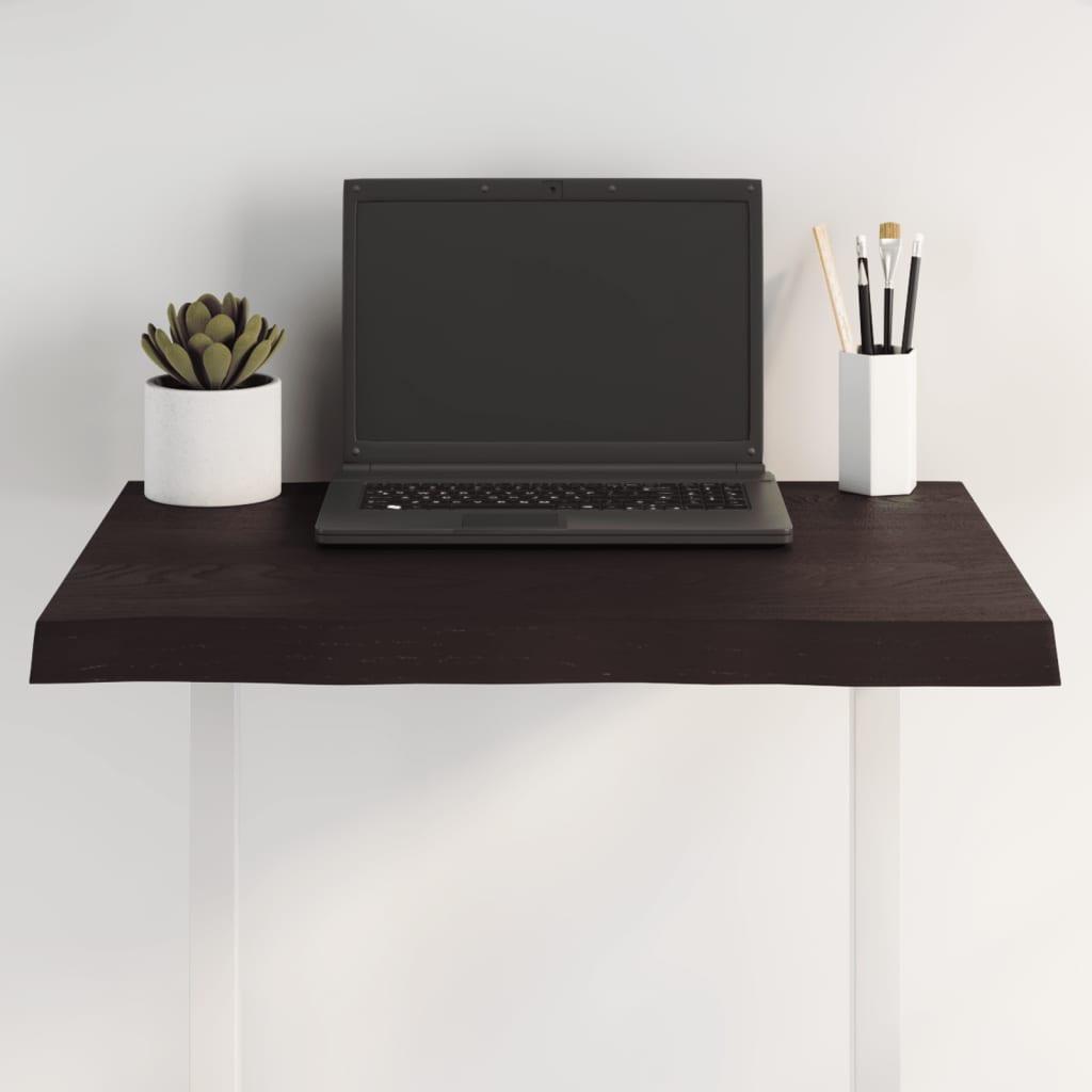 Bordplade 60x50x(2-4) cm naturlig kant behandlet træ mørkebrun billede