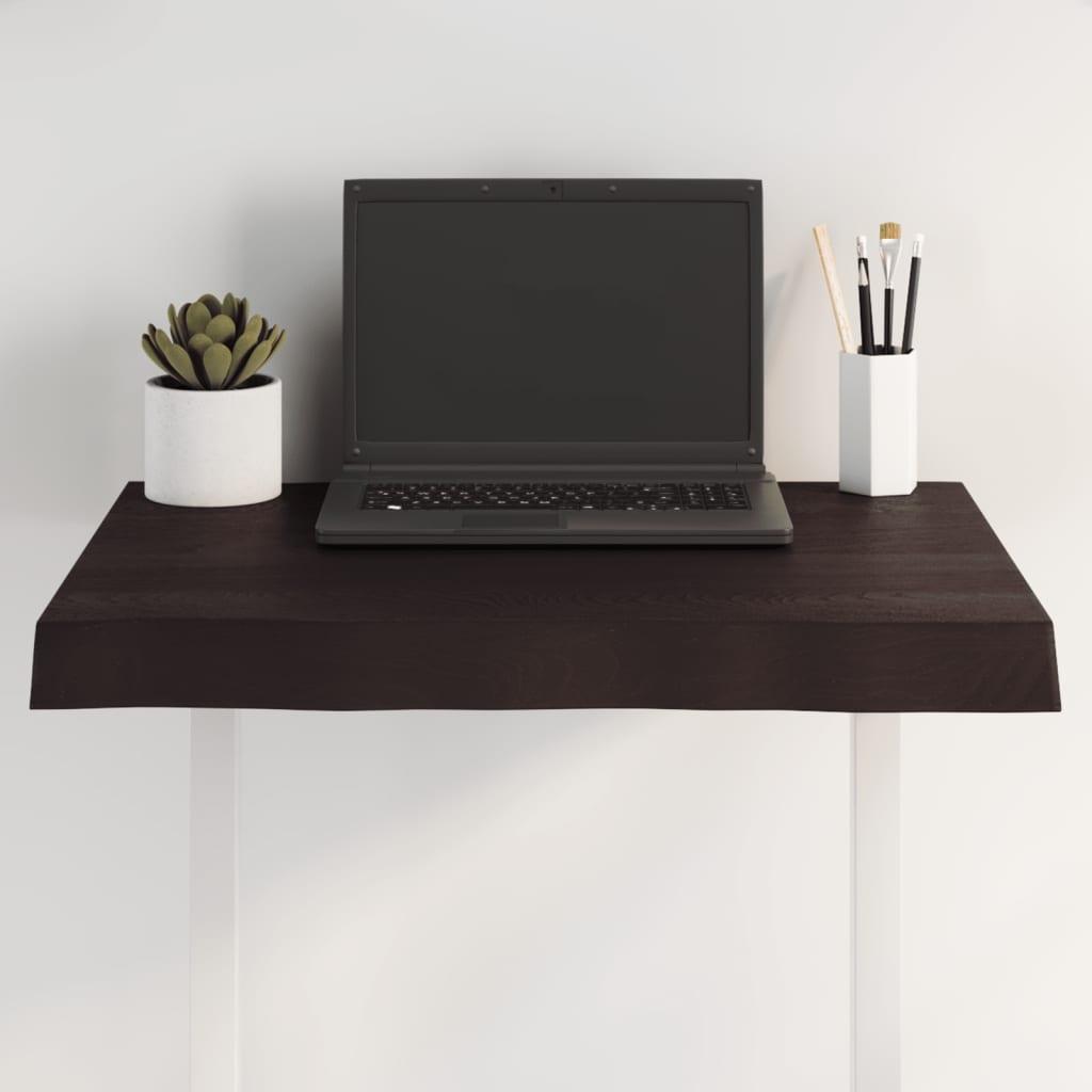 Bordplade 60x50x(2-6) cm naturlig kant behandlet træ mørkebrun billede
