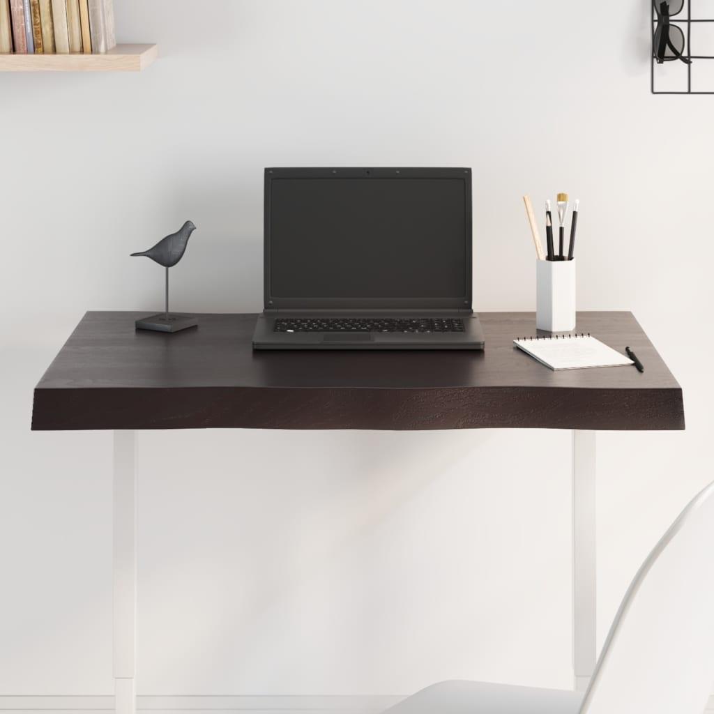 Bordplade 80x40x(2-6) cm naturlig kant behandlet træ mørkebrun billede