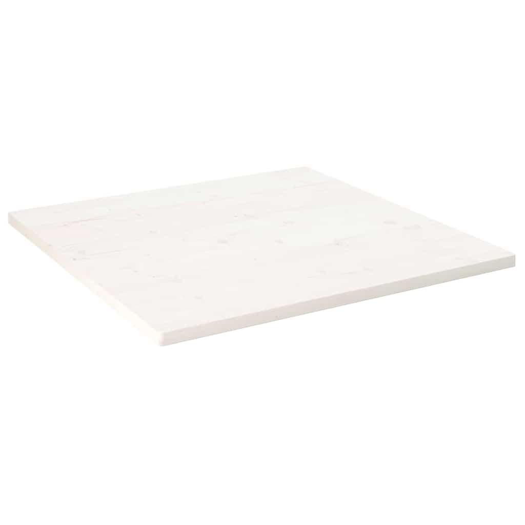 Bordplade 80x80x2,5 cm firkantet massivt fyrretræ hvid
