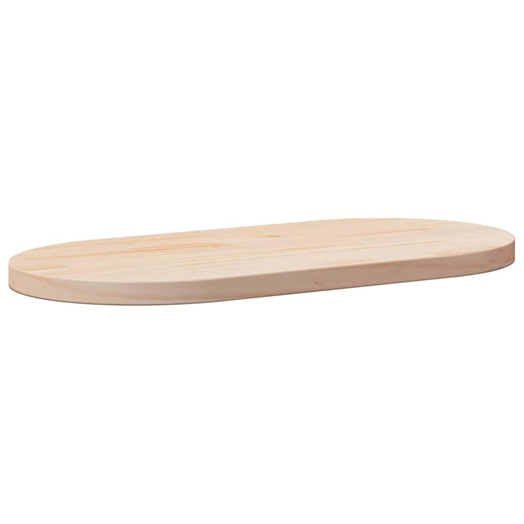 Bordplade 90x45x2,5 cm massivt træ ovalt fyrretræ billede