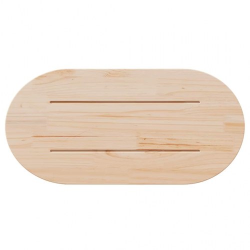 Oval bordplade i massivt fyrretræ 90 × 45 × 2,5 cm - ubehandlet