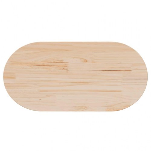 Oval bordplade i massivt fyrretræ 90 × 45 × 2,5 cm - ubehandlet