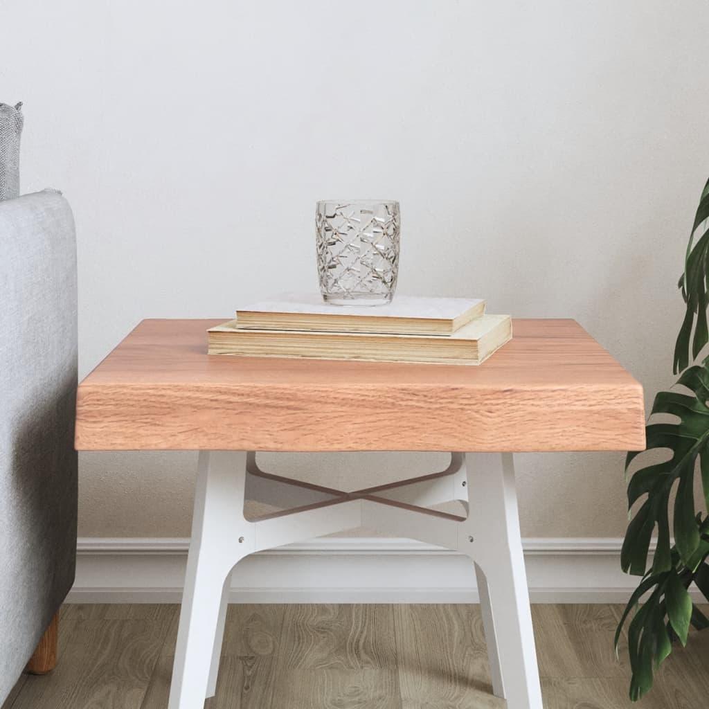 Bordplade 40x40x(2-6) cm naturlig kant behandlet træ lysebrun billede
