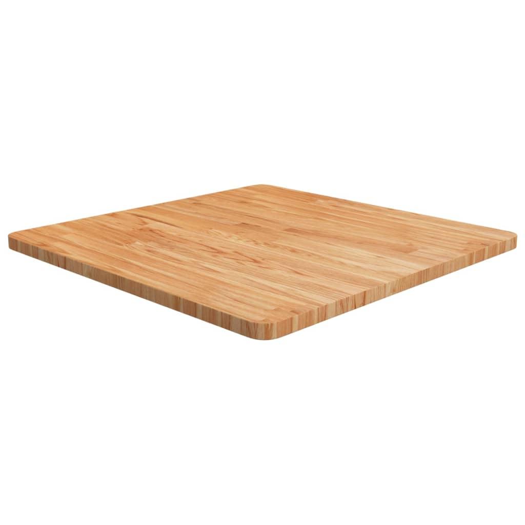 Firkantet bordplade 70x70x2,5 cm behandlet massivt eg lysebrun billede