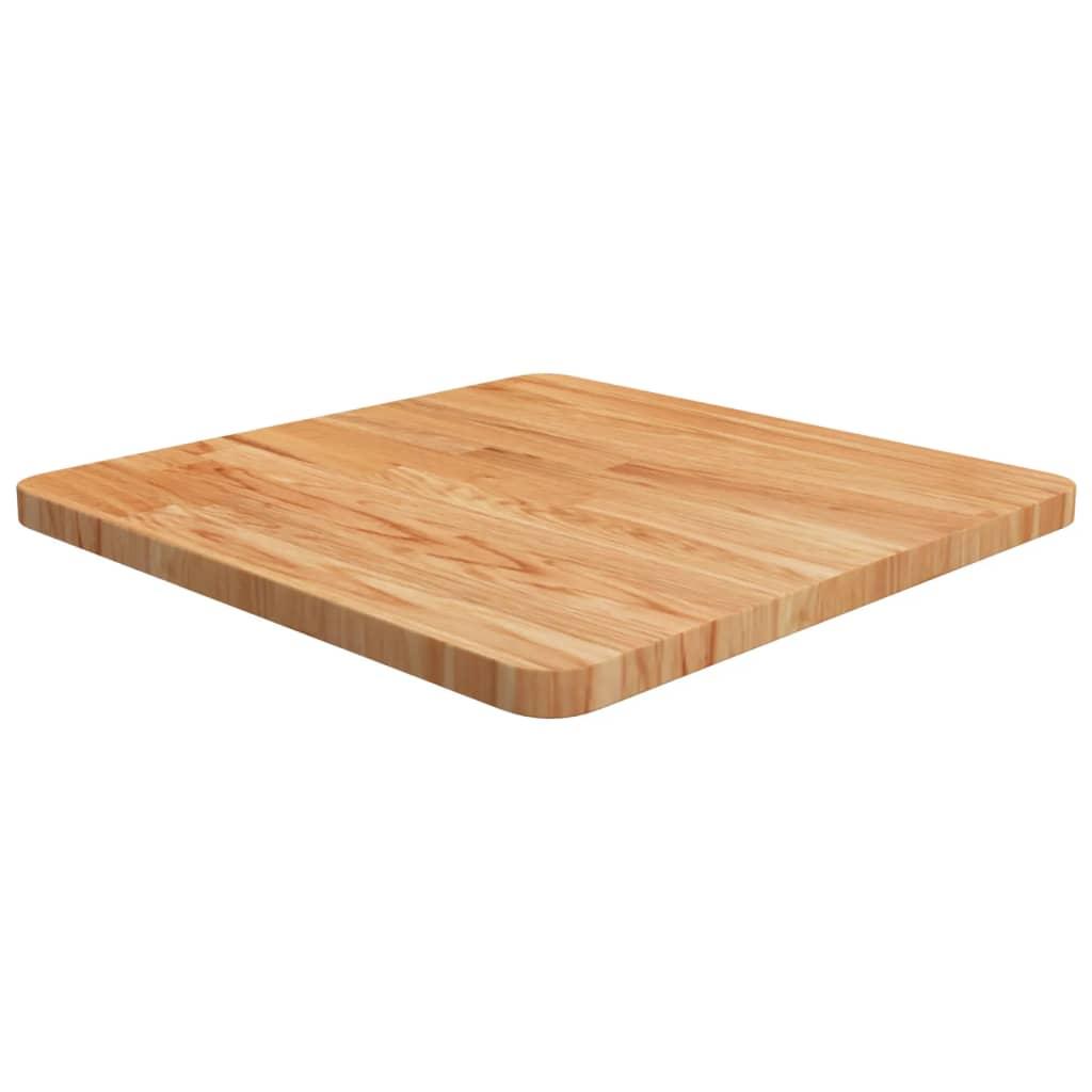 Firkantet bordplade 50x50x2,5 cm behandlet massivt eg lysebrun billede