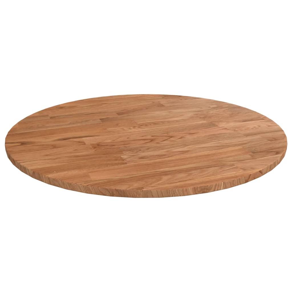 Rund bordplade Ø40x1,5 cm behandlet massivt egetræ lysebrun billede