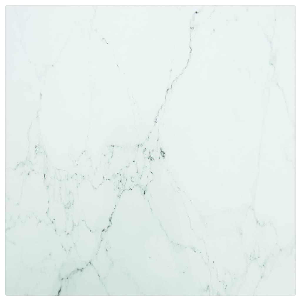 Bordplade 30x30 cm 6 mm hærdet glas med marmordesign hvid billede