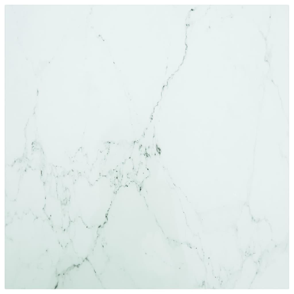 Bordplade 70x70 cm 6 mm hærdet glas med marmordesign hvid billede
