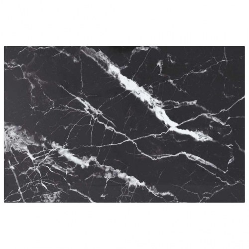 Bordplade i hærdet glas 100×62 cm - sort marmordesign, 8 mm