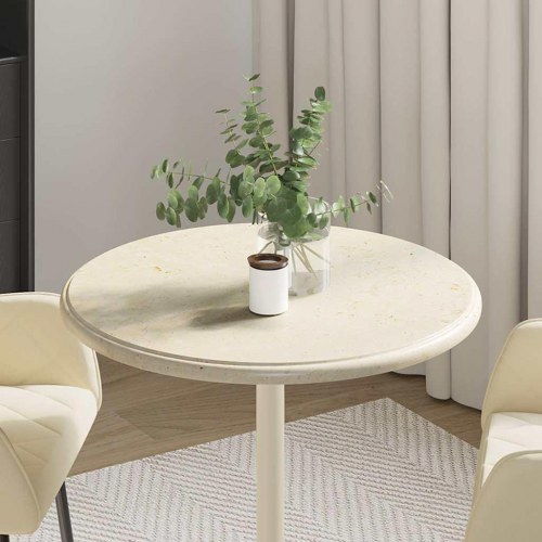Rund bordplade i marmor Ø60 x 2,5 cm - cremefarvet