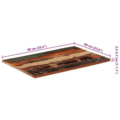 Rektangulær bordplade 60×90 cm - 25-27 mm massivt genbrugstræ