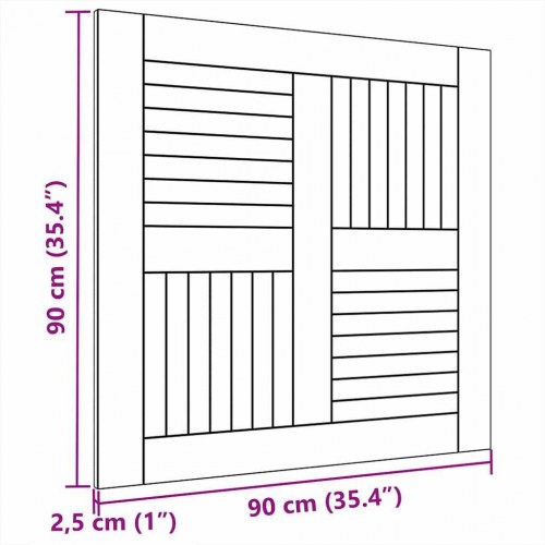 Bordplade 90x90x2,5 cm firkantet massivt teaktræ