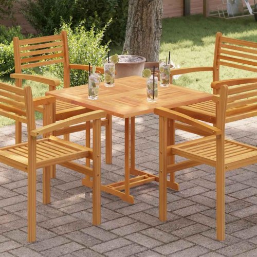 Bordplade 80x80x2,5 cm firkantet massivt teaktræ