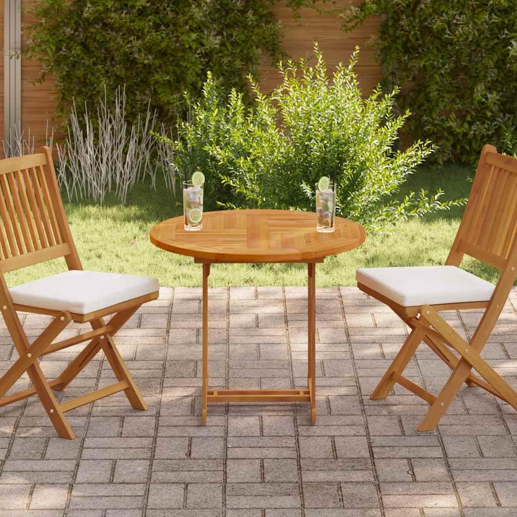 Bordplade 2,5 cm 80 cm rund massivt teaktræ billede