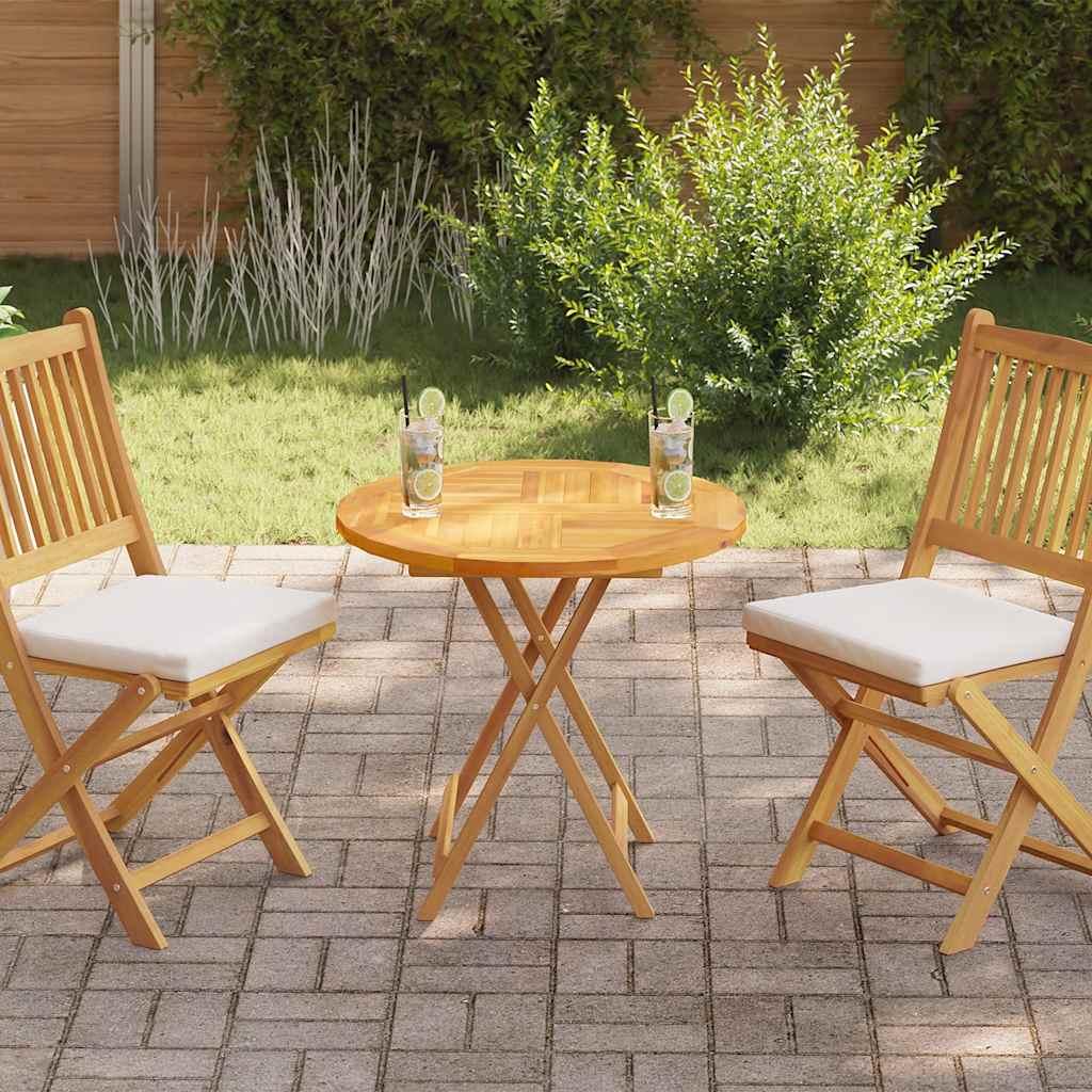 Bordplade 2,5 cm 70 cm rund massivt teaktræ billede