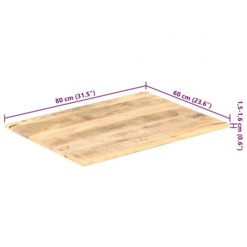 Bordplade i massivt mangotræ 80 × 60 cm - 15-16 mm