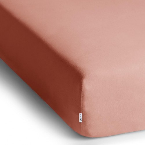 DecoKing Amber faconlagen i jersey - koral, 100-120×200 cm