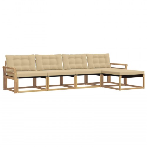Udendørs sofagruppe med pude 5 stk Hvid og Beige