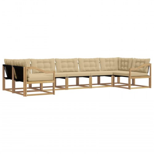 Udendørs sofagruppe med pude 7 stk Hvid og Beige
