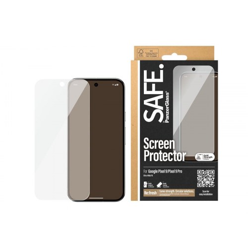 PanzerGlass SAFE. skærmbeskytter til Google Pixel 9/9 Pro - Ultra‑Wide Fit glas