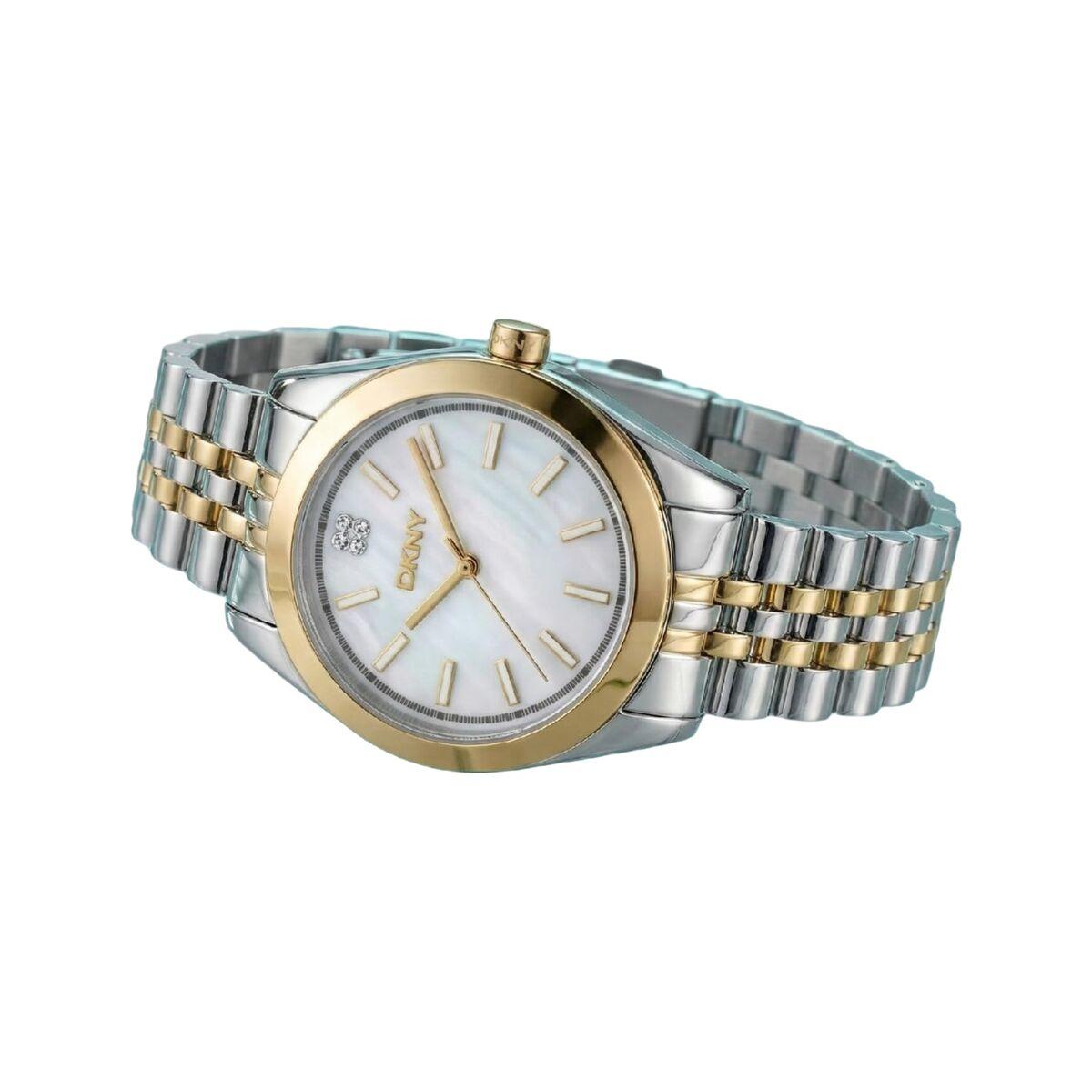 DKNY DK1L029M0075 dameur - elegant armbåndsur i tofarvet stål