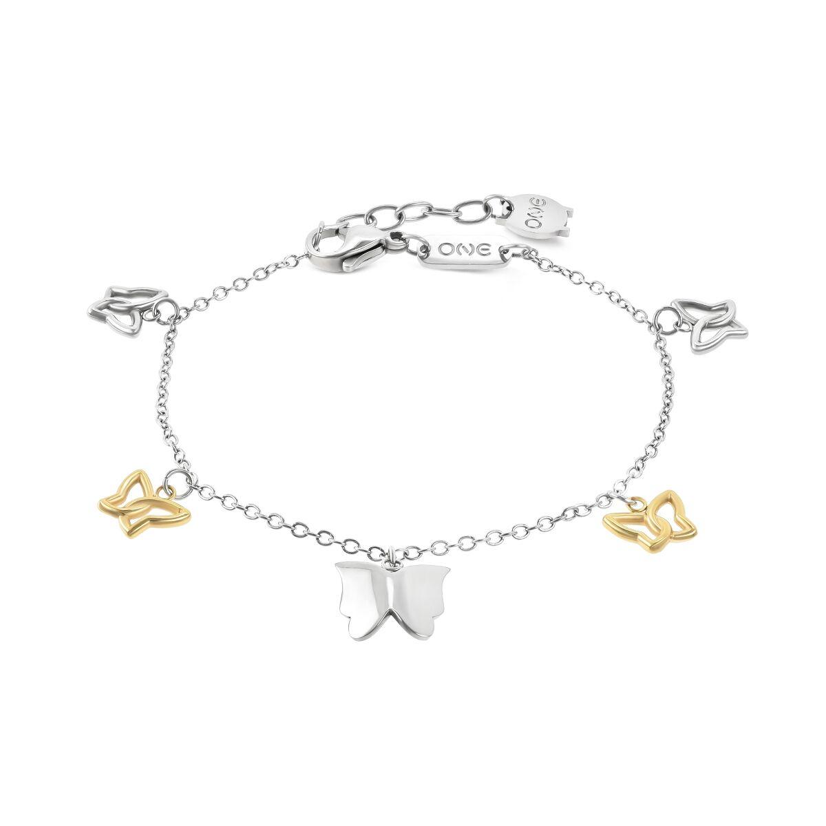 One Jewels OJBB02SG armbånd til kvinder - gylden/sølvfarvet sommerfugle