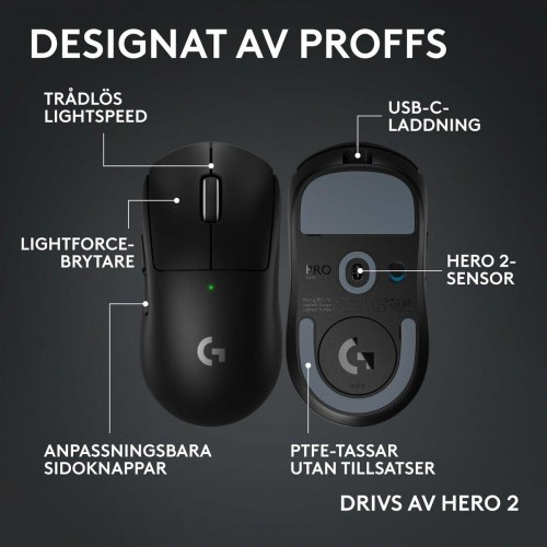 Logitech Superlight 2c trådløs gaming-mus - Sort