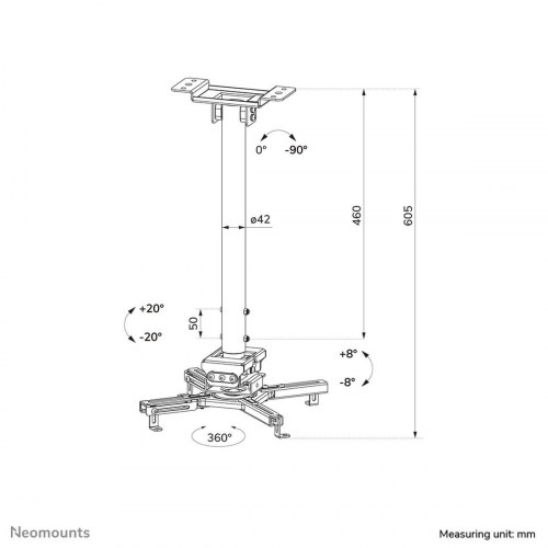 Neomounts CL25-540WH1 projektorloftbeslag - hvid, højdejusterbar