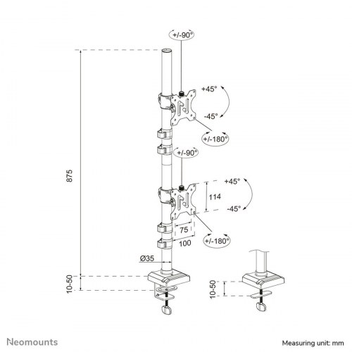 Neomounts DS60-600BL2V skærmholder til skrivebord - dobbelt, 10"-32", sort