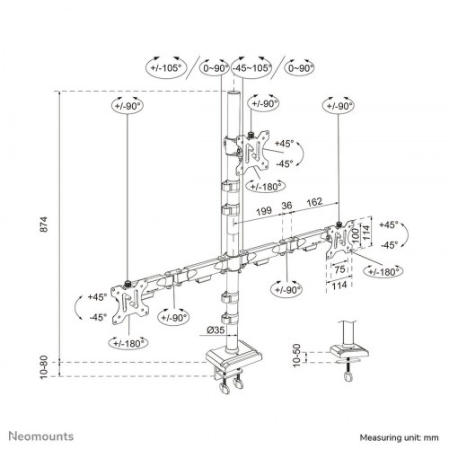 Neomounts DS60-600BL2-1 skærmholder til skrivebord - 10"-32", sort