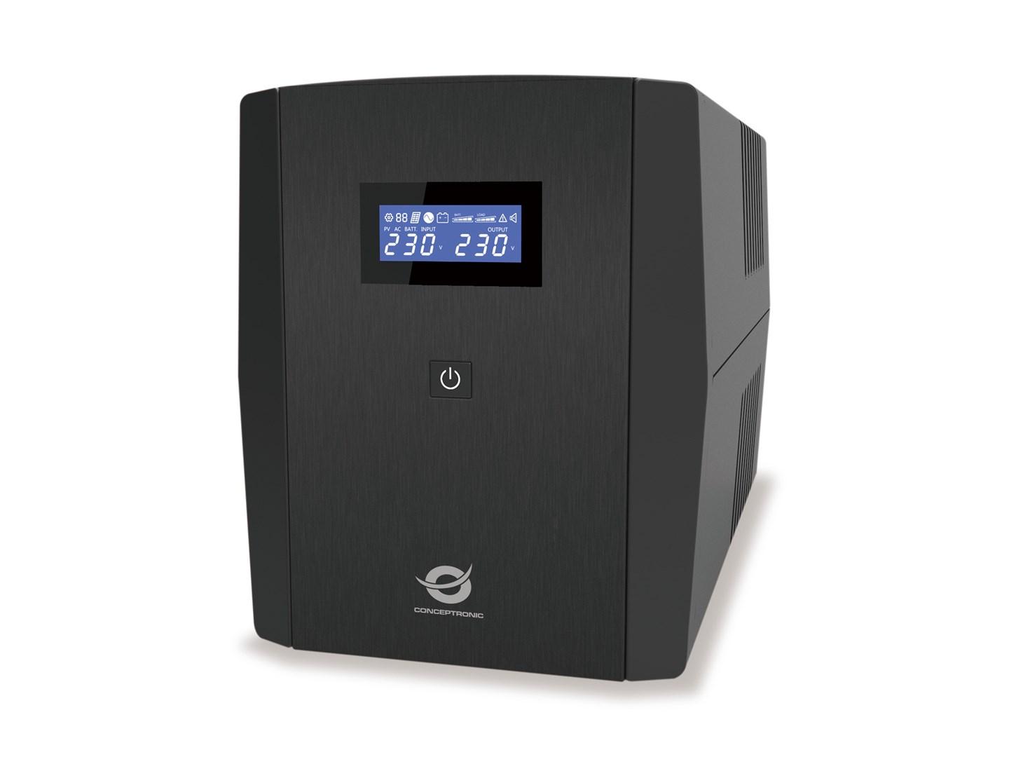 ZEUS03G 1200VA/720W line-interactive UPS - 4x UK-stik, LCD, AVR, USB og RJ45