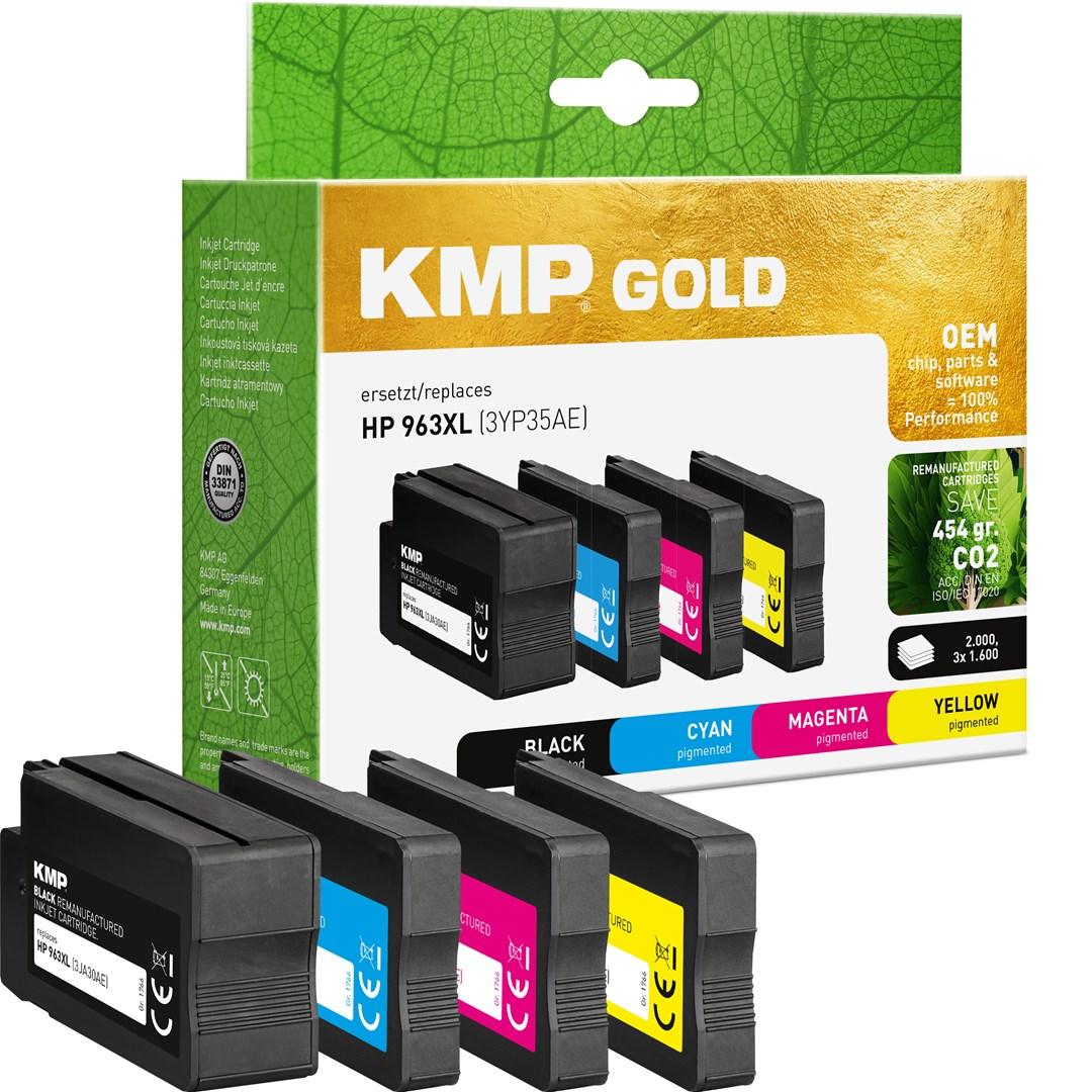 KMP Gold blækpatron multipack - erstatter HP 963XL (sort, cyan, magenta, gul) - XL kapacitet, kompatibel, 4 stk.