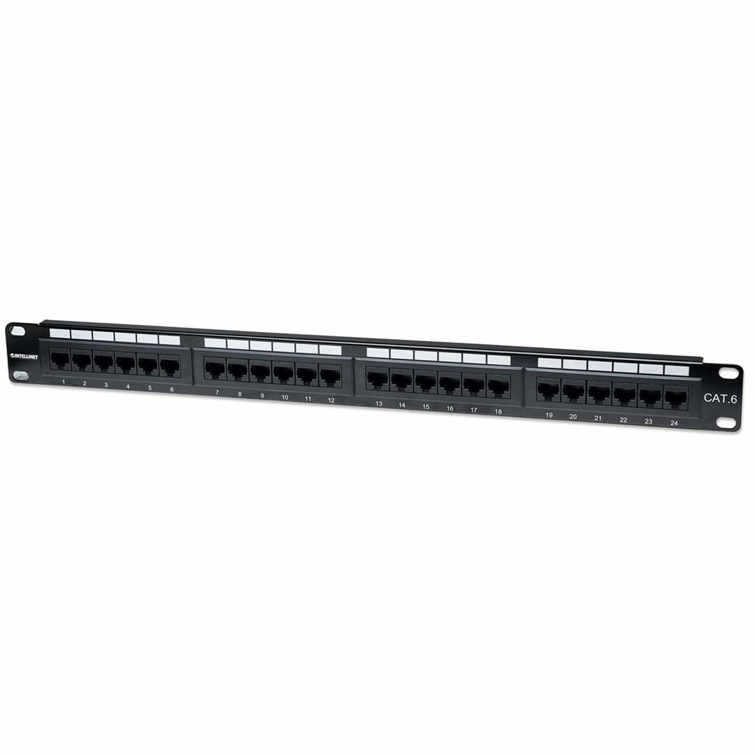 Intellinet patchpanel Cat6 UTP - 24 porte, 1U, sort