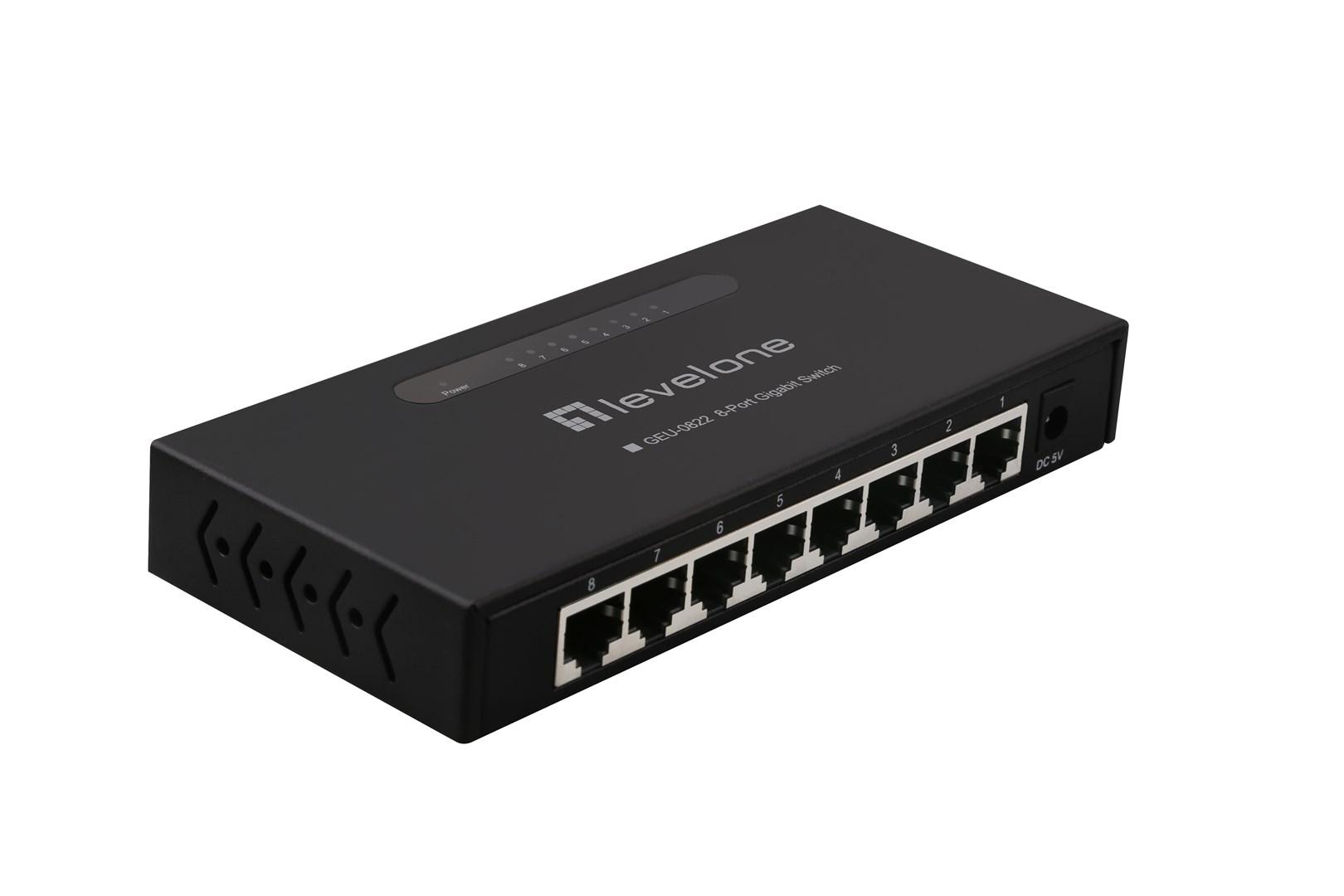 LevelOne GEU-0822 8-port gigabit switch - uadministreret, fanless
