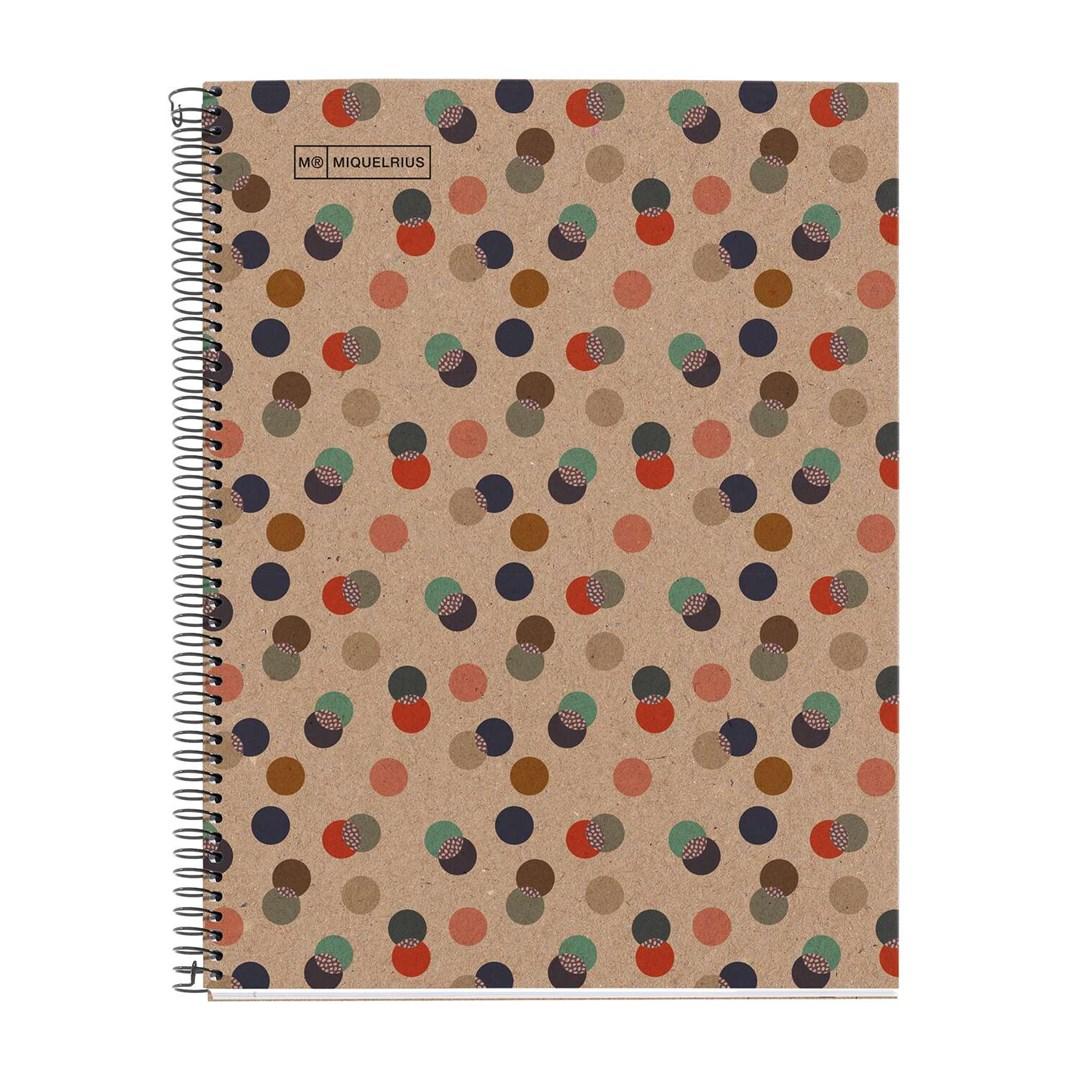 A4 notesbog med spiral - 80 ark, mønstret hardcover (multifarvet)
