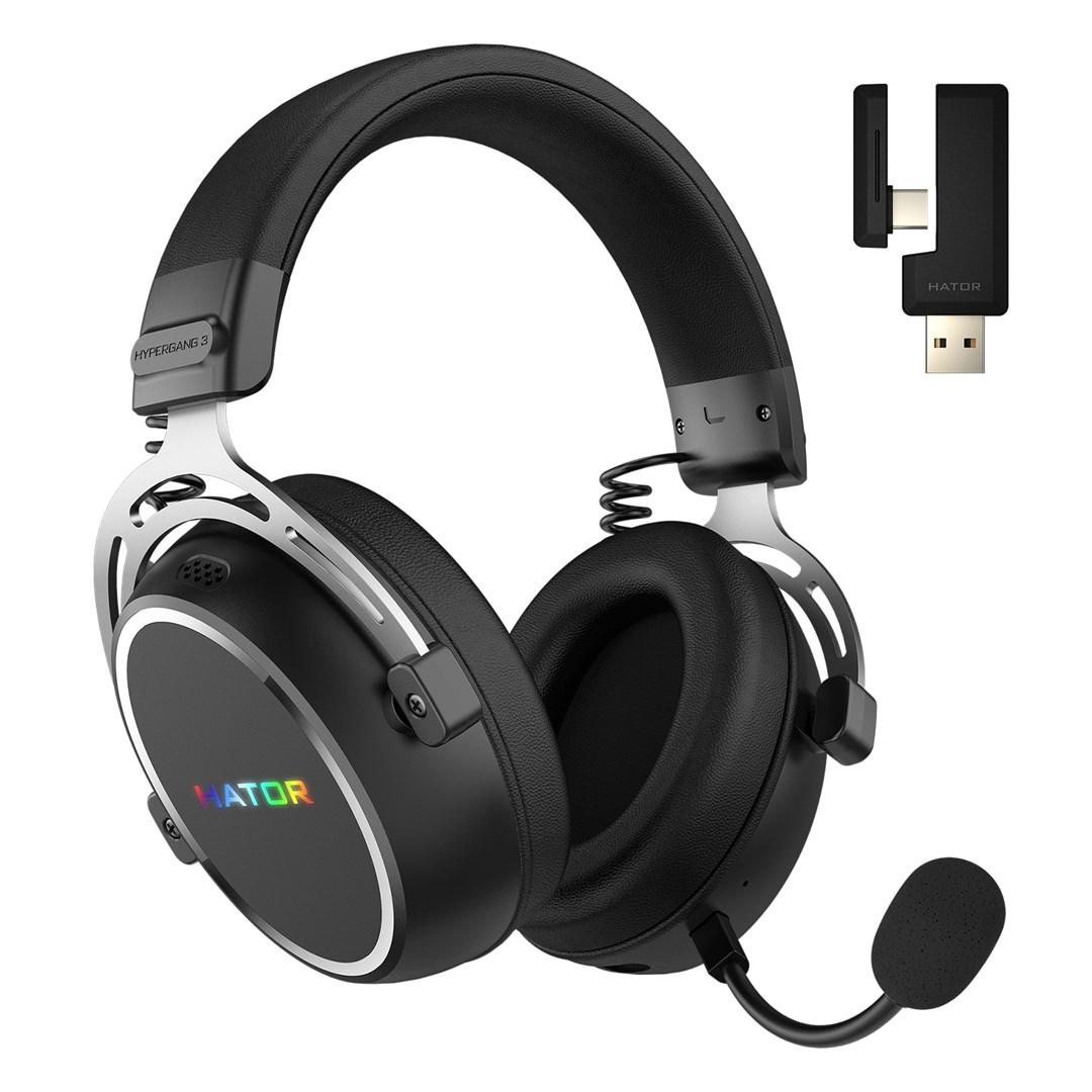 HATOR Hypergang 3 trådløst gaming-headset - hovedbøjle, USB-C/USB-A, Bluetooth, sort