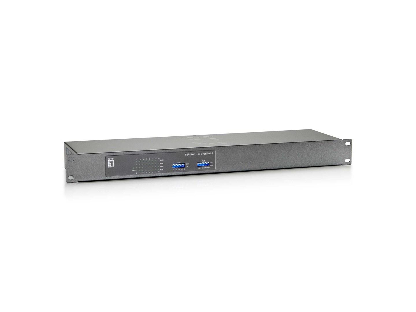LevelOne 16‑ports Fast Ethernet PoE-switch - 120 W